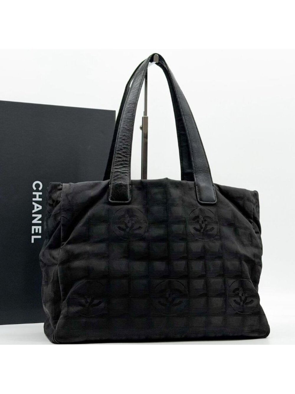 Chanel New Travel Line Tote Bag Black CC Logo Nylon
